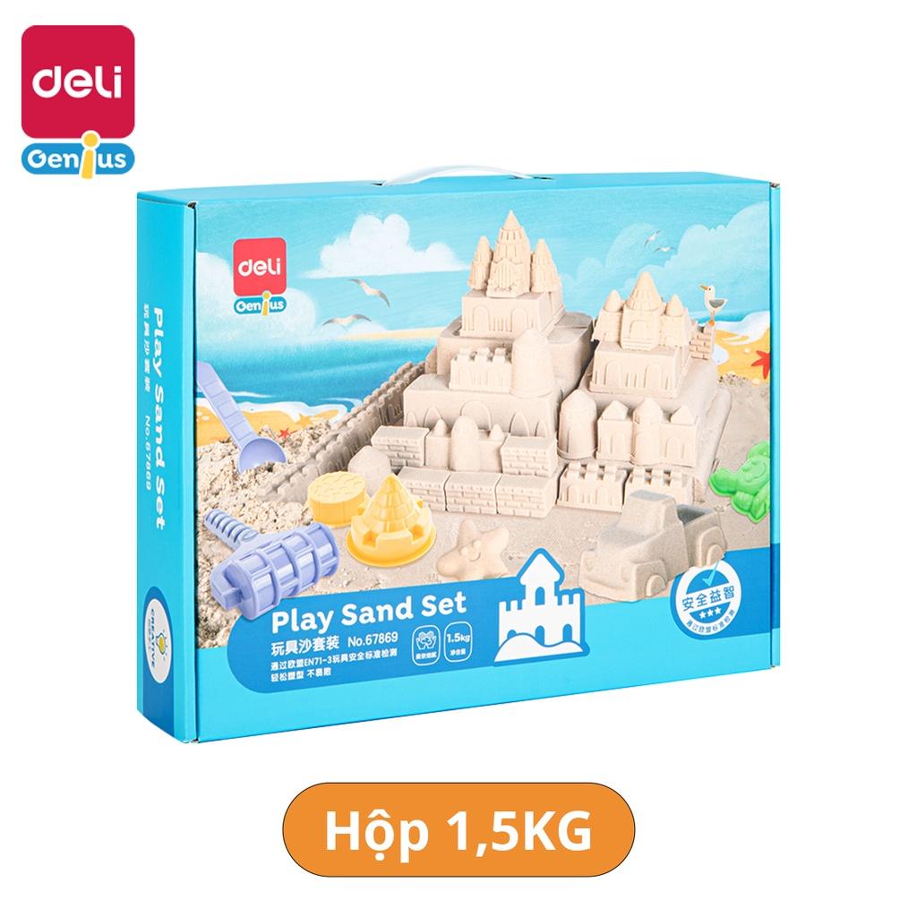 Bộ Đồ Chơi Deli Cát Động Lực Tạo Hình Kèm Khuôn 1.5kg 2kg - Cát Dẻo Vi Sinh Dễ Tạo Hình, An Toàn, Không Dính Tay