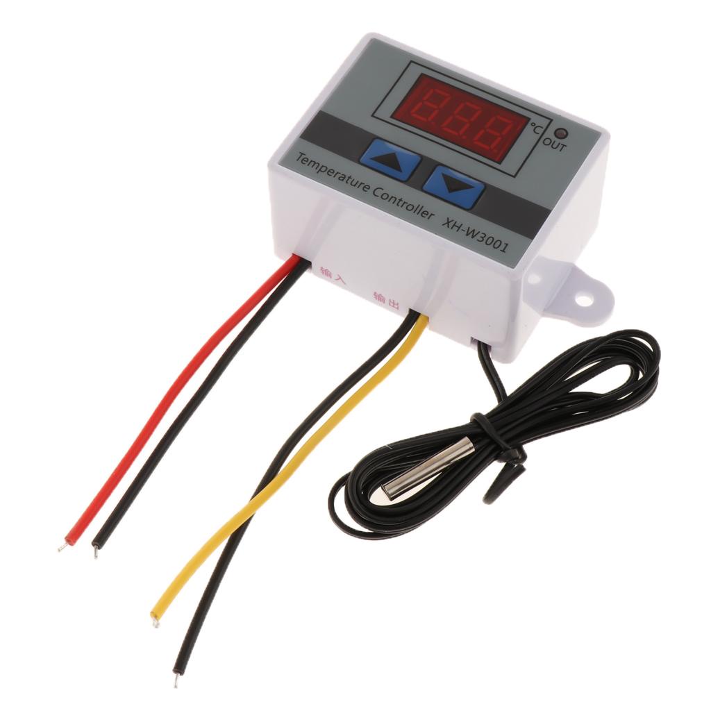 XHW3001 Digital Temperature Controller Thermostat Sensor -50~110℃ with NTC Sensor Temperature Probe Cooling Heating DC 24V 240W