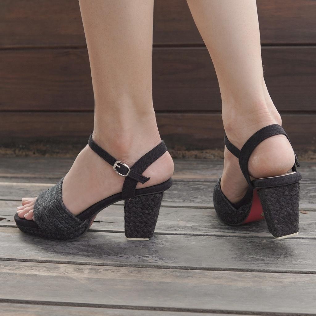 Sandal Cói Đế Vuông Quai Ngang 8cm - Thảo Phương