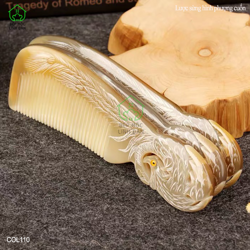 Lược Sừng Xuất Nhật  Hình Phượng Cuốn