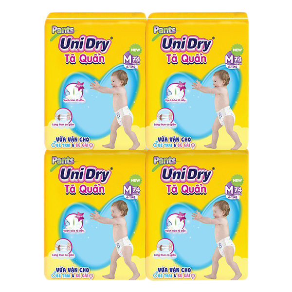 Combo 4 Tã Quần Unidry Ultra Jumbo M74 (74 Miếng)