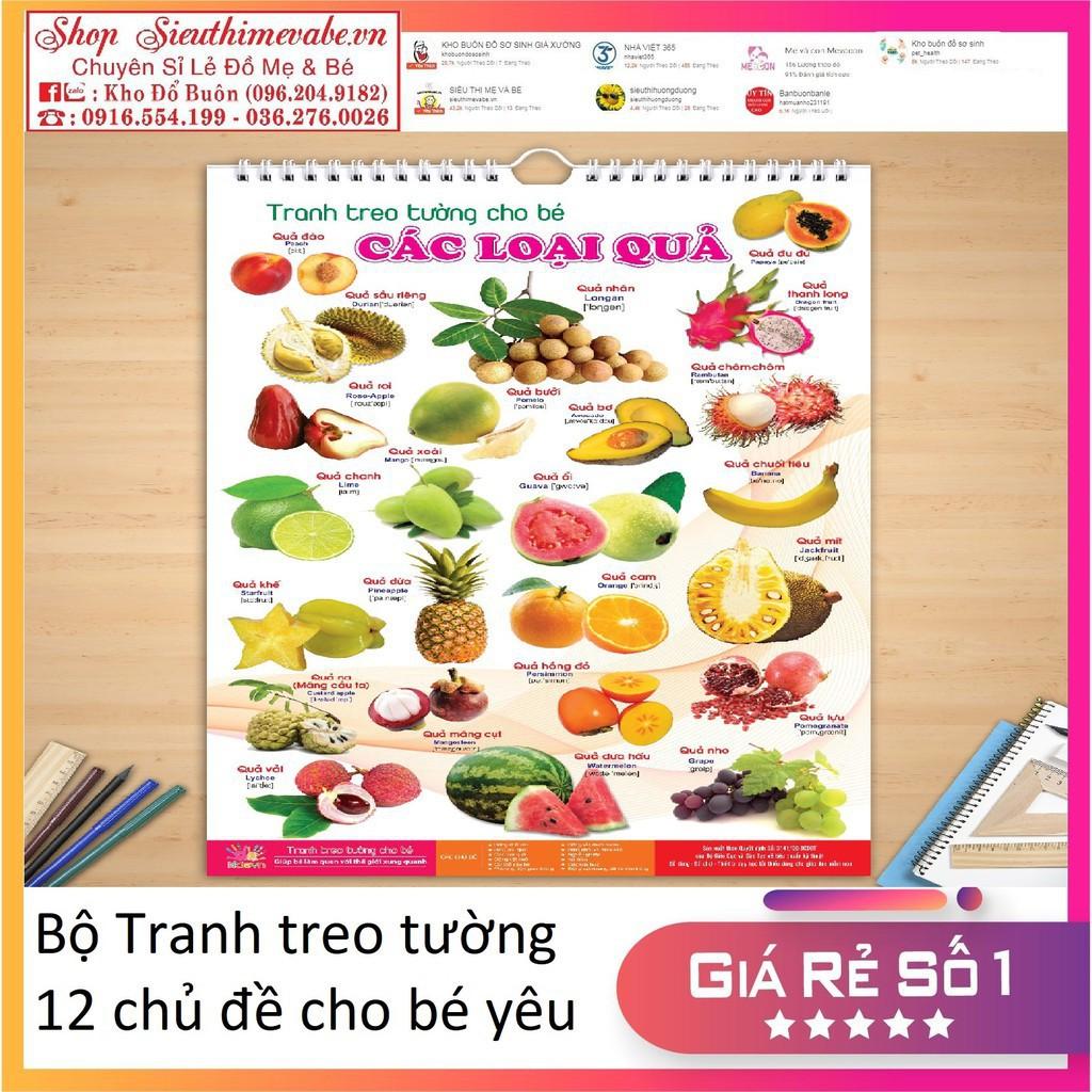 Bộ tranh treo học tập thông minh 12 chủ đề cho bé