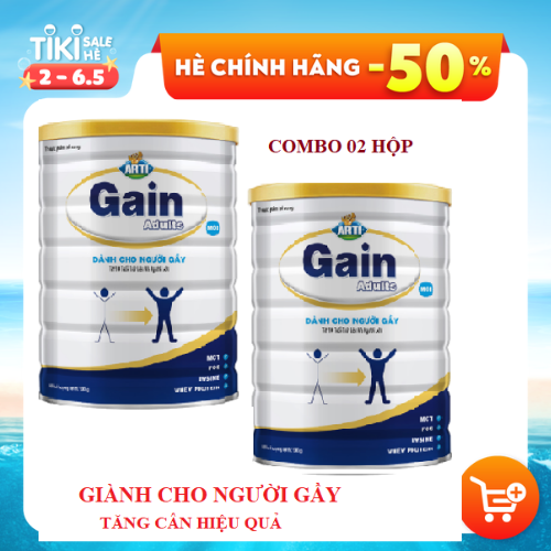 (Date T10/2024)Combo 02 hộp sữa ARTI GAIN ADULTS 900g-dinh dưỡng giành cho người gầy, chơi thể thao, lao động nặng, suy nhược (10 tuổi trở lên)