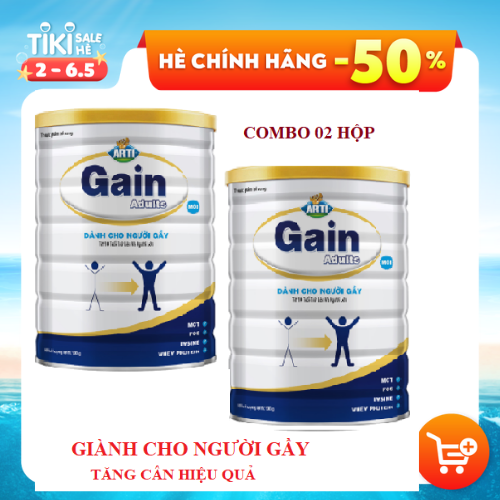 Combo 02 hộp sữa ARTI GAIN ADULTS 900g-dinh dưỡng giành cho người gầy, chơi thể thao, lao động nặng, suy nhược (10 tuổi trở lên)