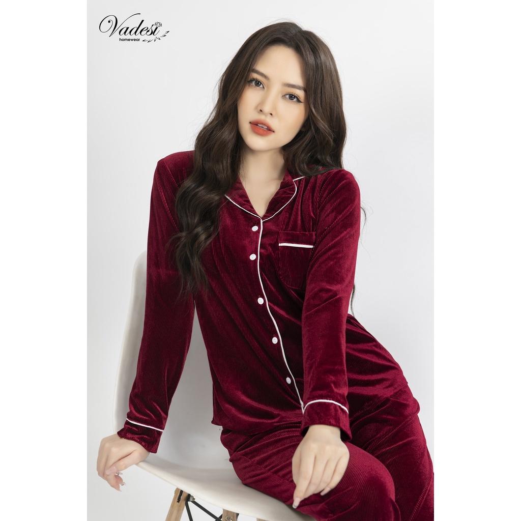 Đồ Bộ Ngủ Pijama Nữ Dài Tay Nhung Tăm Cao Cấp Mùa Đông Mặc Nhà Sau Sinh Đẹp Mềm Mại Khả Năng Giữ Nhiệt Tốt -VADESI