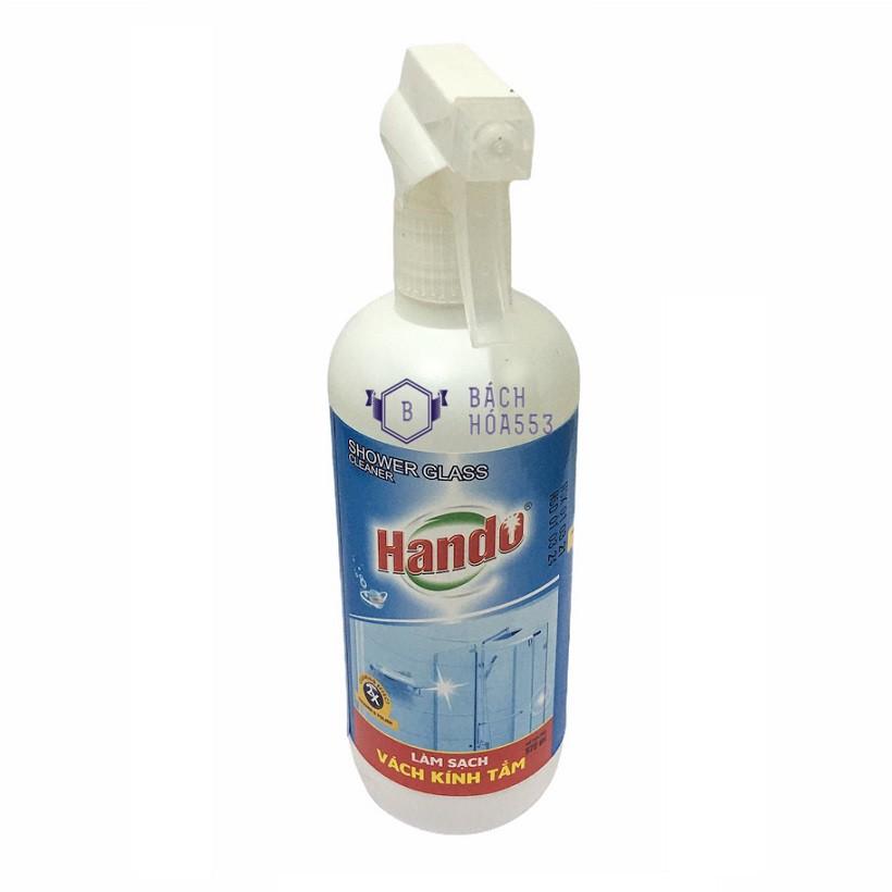 Chai xịt làm sạch vách kính tắm Hando 570ml - Làm sạch cáu cặn canxi trên bề mặt vách kính tắm, gương, kính ô tô