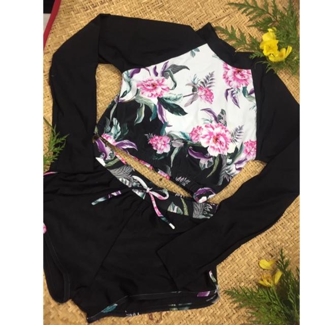 Đồ bơi bikini tay dài hoa siêu đẹp