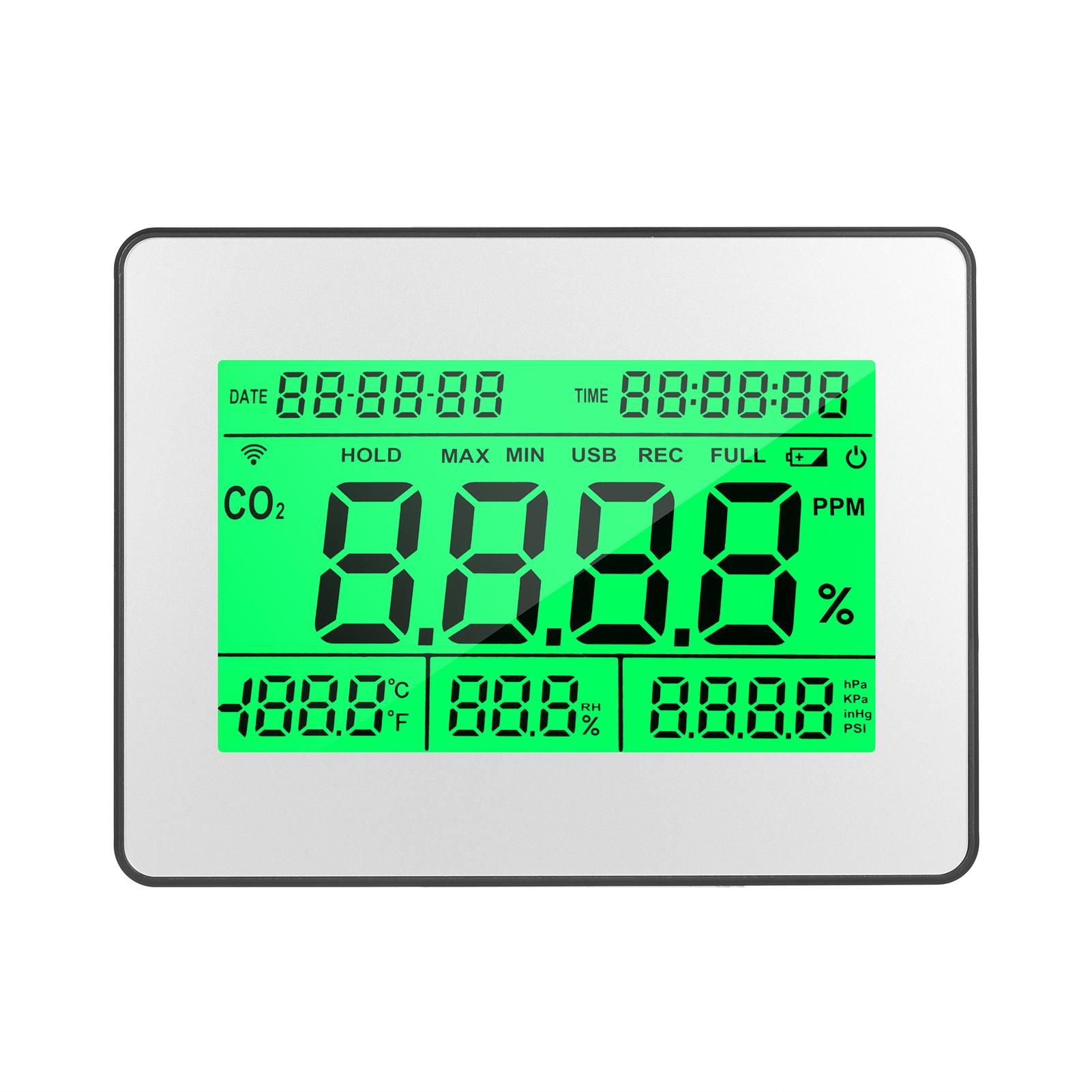 Data Logging Carbon Dioxide Detector Air Quality Monitor Meter with Data Logging Clock Function 5.5-inch Large LCD Wall