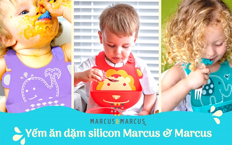 Yếm silicon ăn dặm cho bé Marcus &amp; Marcus, từ 6 tháng
