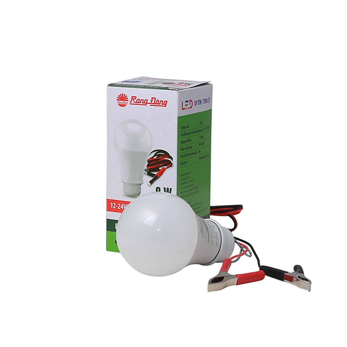 Bóng đèn LED BULB DC 9W Rạng Đông có kẹp, dùng nguồn 12-24V một chiều