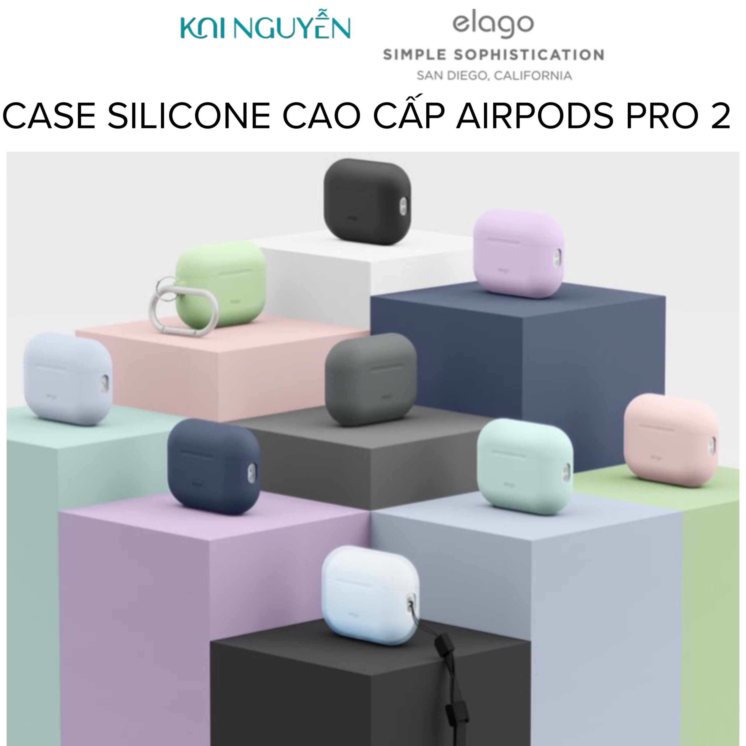 Ốp Elago Silicone Hang Case Dành Cho Airpods PRO 2 (2022), Nhiều Màu - Hàng Chính Hãng