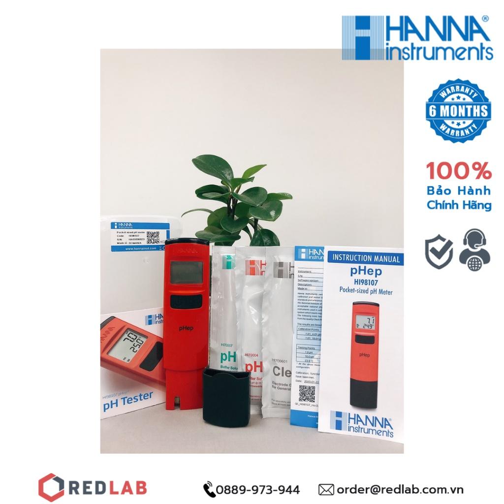 Bút thử độ pH / nhiệt độ của nước Hanna HI98107 - Máy đo pH trong nước, độ phân giải 0.1pH, bảo hành 6 tháng