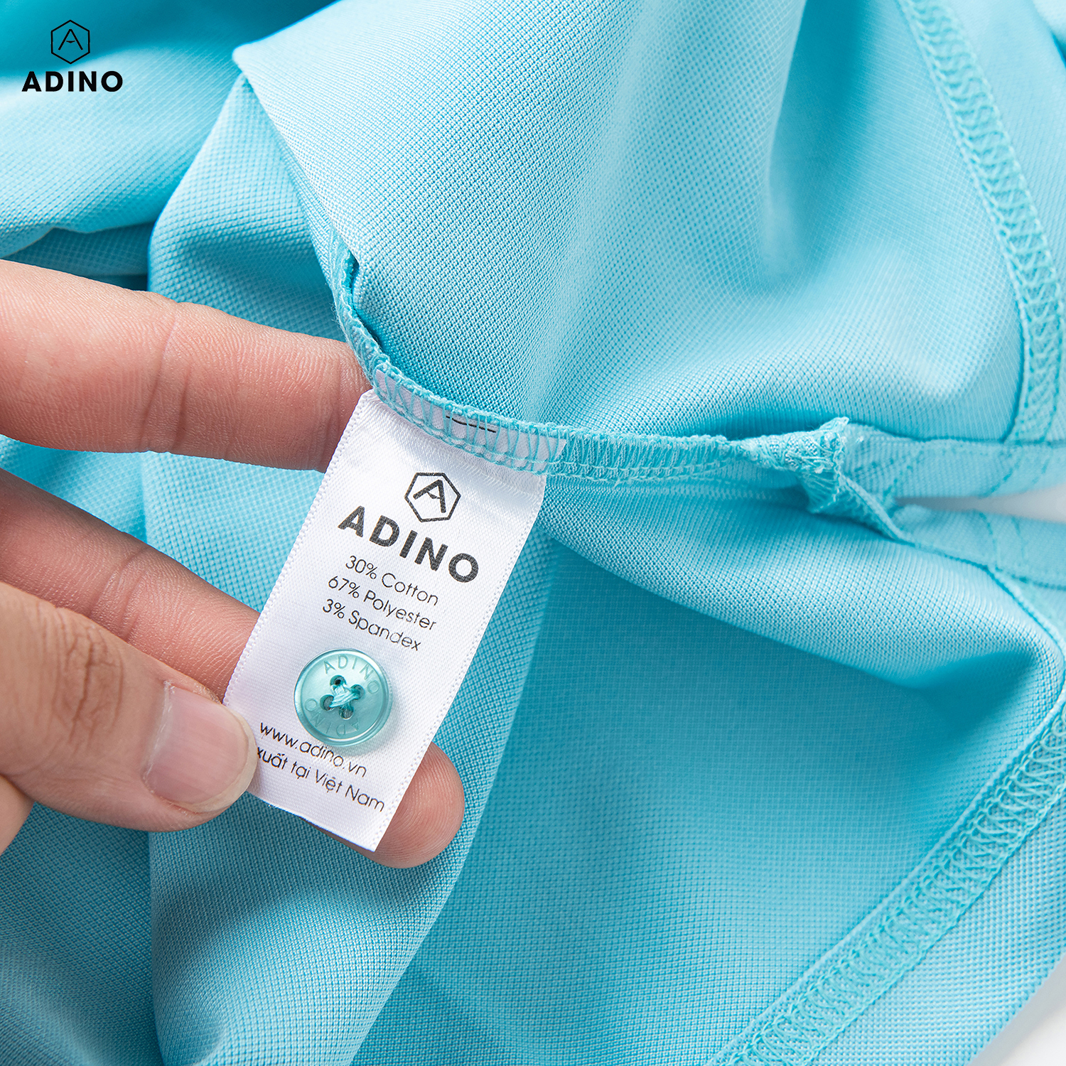 Áo polo nữ màu xanh ngọc phối viền ADINO vải polyester cotton không bai xù dáng công sở slimfit hơi ôm trẻ trung APN04
