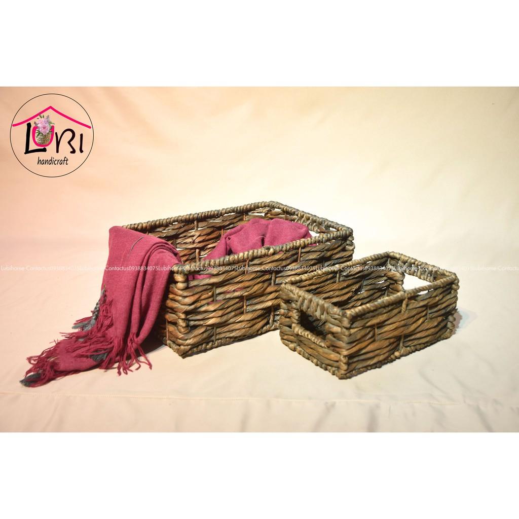 Giỏ lục bình đan vặn ba sợi ngang
