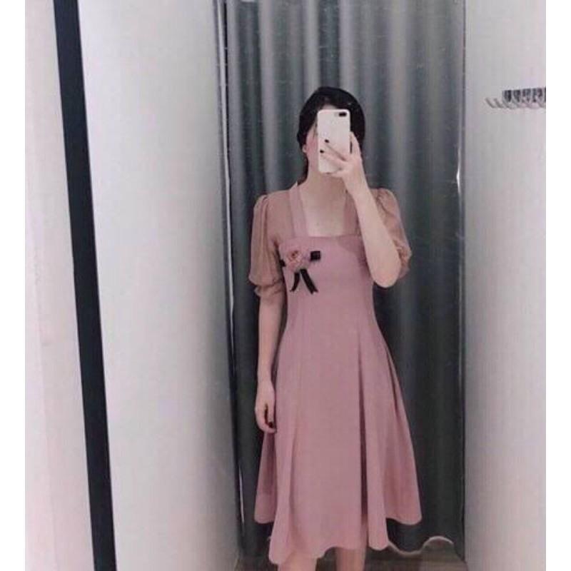 Váy xòe tay bồng bo chun