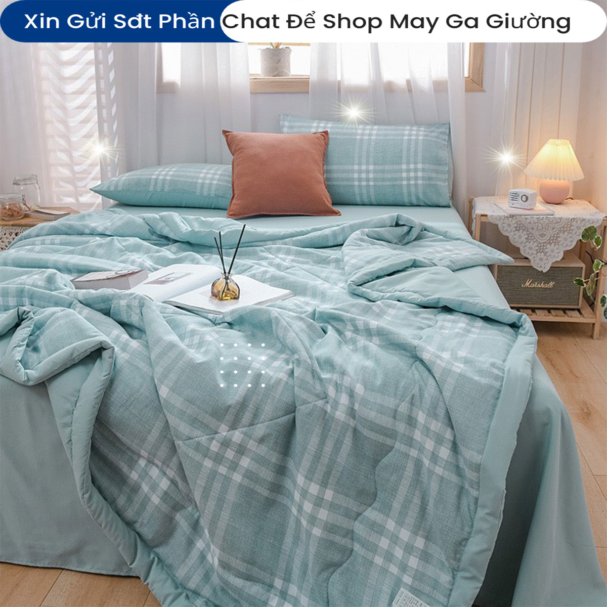 Bộ Chăn Ga Vỏ Gối Đệm Cotton Chăn Hè Đũi Phong Cách Hàn Quốc Bộ Drap Giường Cotton Cao Cấp 