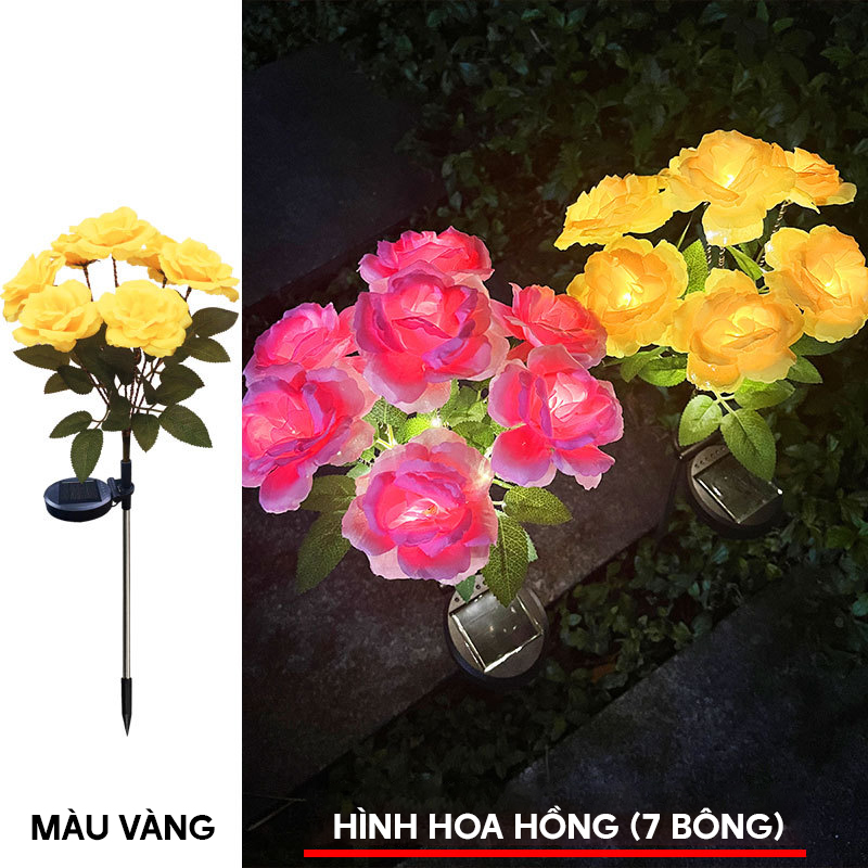 Đèn trang trí năng lượng mặt trời hoa hồng, tích kiệm điện, bóng siêu sáng, chống thấm nước - DA3154