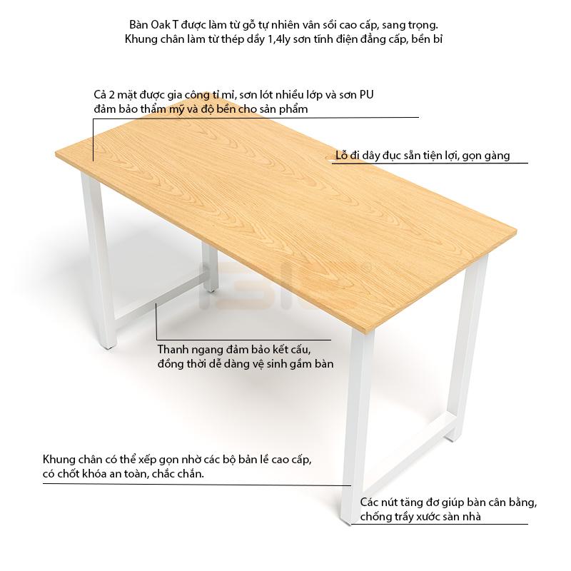 Bộ Bàn Oak-T Trắng Và Ghế Đen IBIE IB517