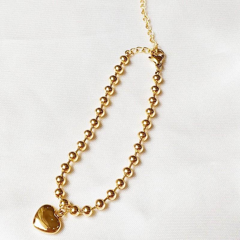 Lắc Tay Bi Trái Tim Titan Ko Đen TT 2245