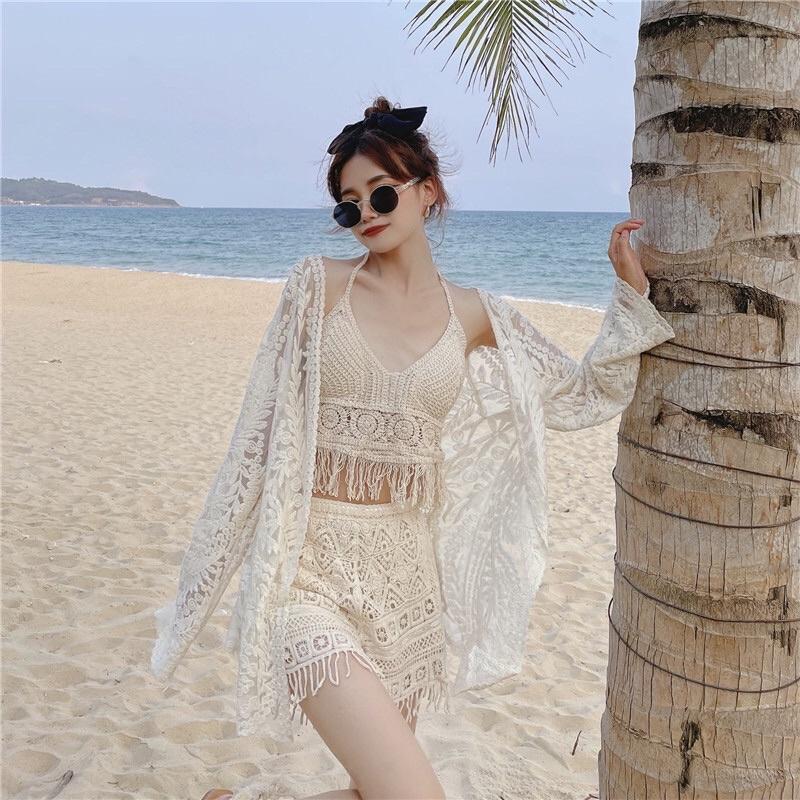 45-Set ren đi biển-bikini 3 mảnh len móc sang chảnh cho nữ mã mới 2022