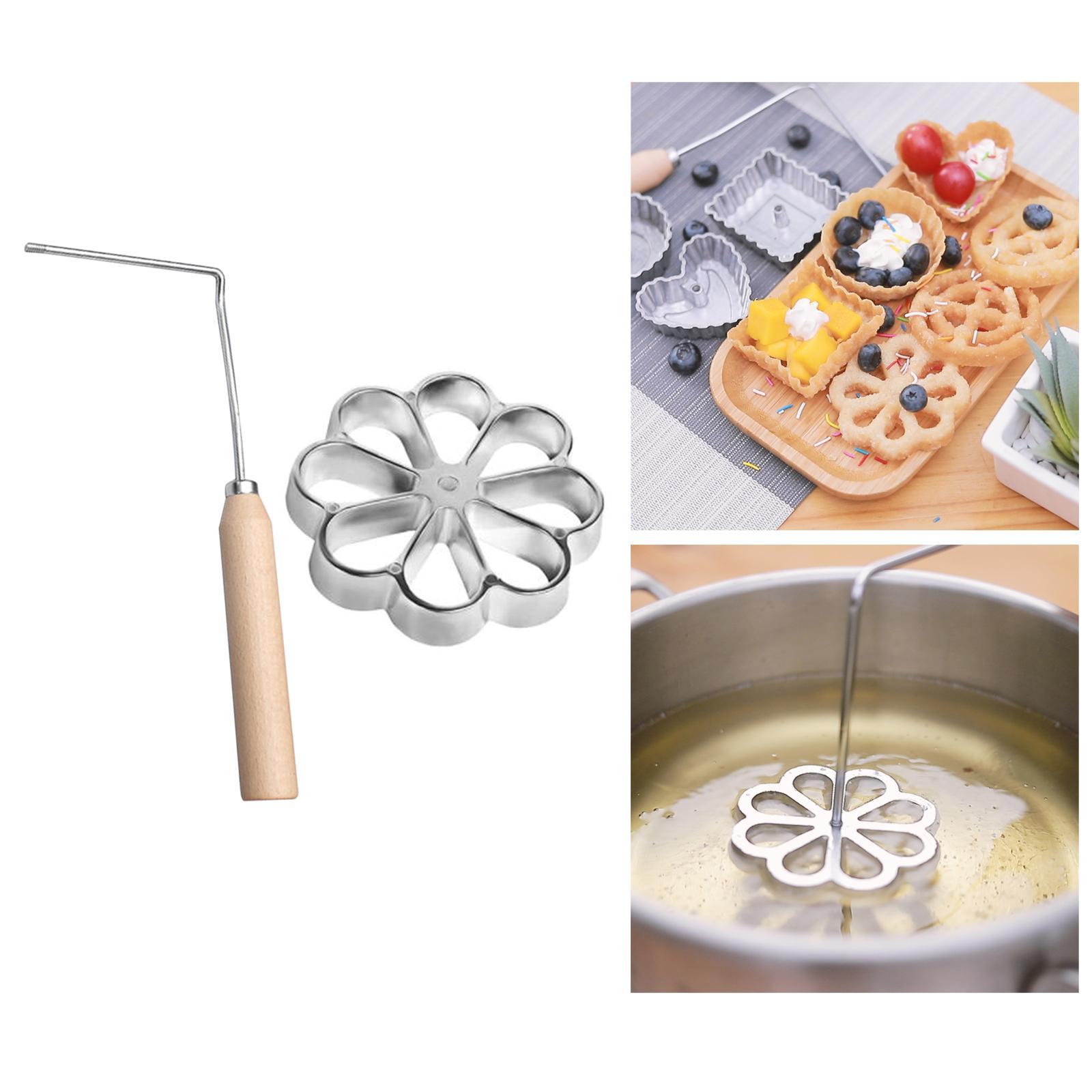 Rosette Iron Set Maker With Handle Waffle Timbale Molds