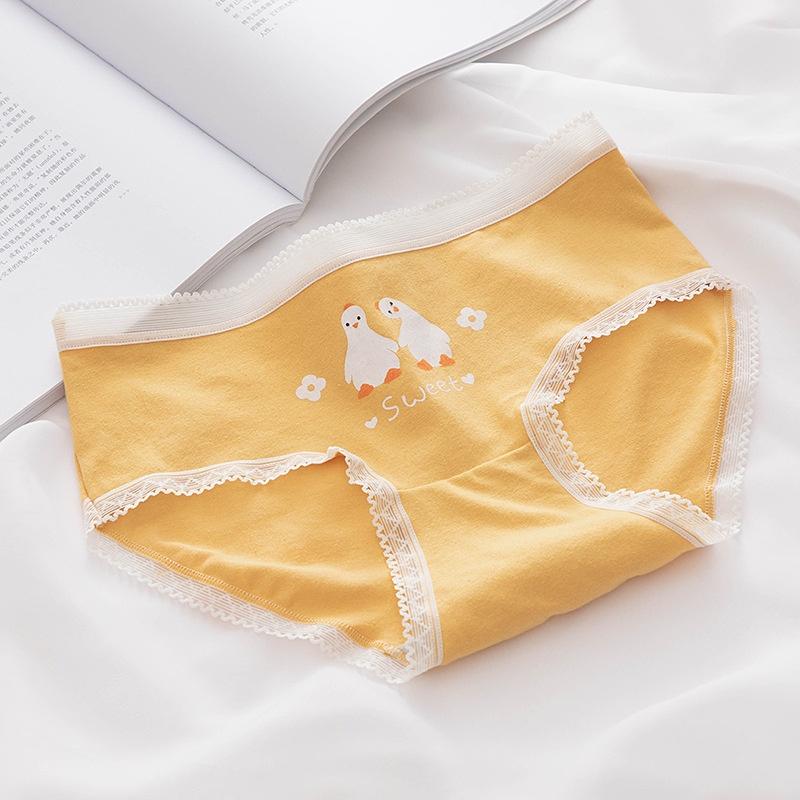 Quần Lót Nữ Cotton Kháng Khuẩn Hình Ngỗng Con Viền Ren Ngang Eo . Hàng Loại Đẹp.