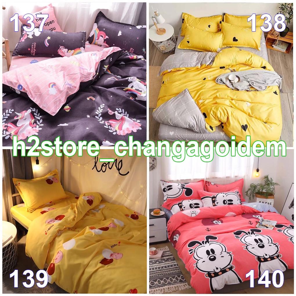 CHĂN PHAO Bộ Cotton Poly Nhập Khẩu Ga Hàn Quốc Phối Màu