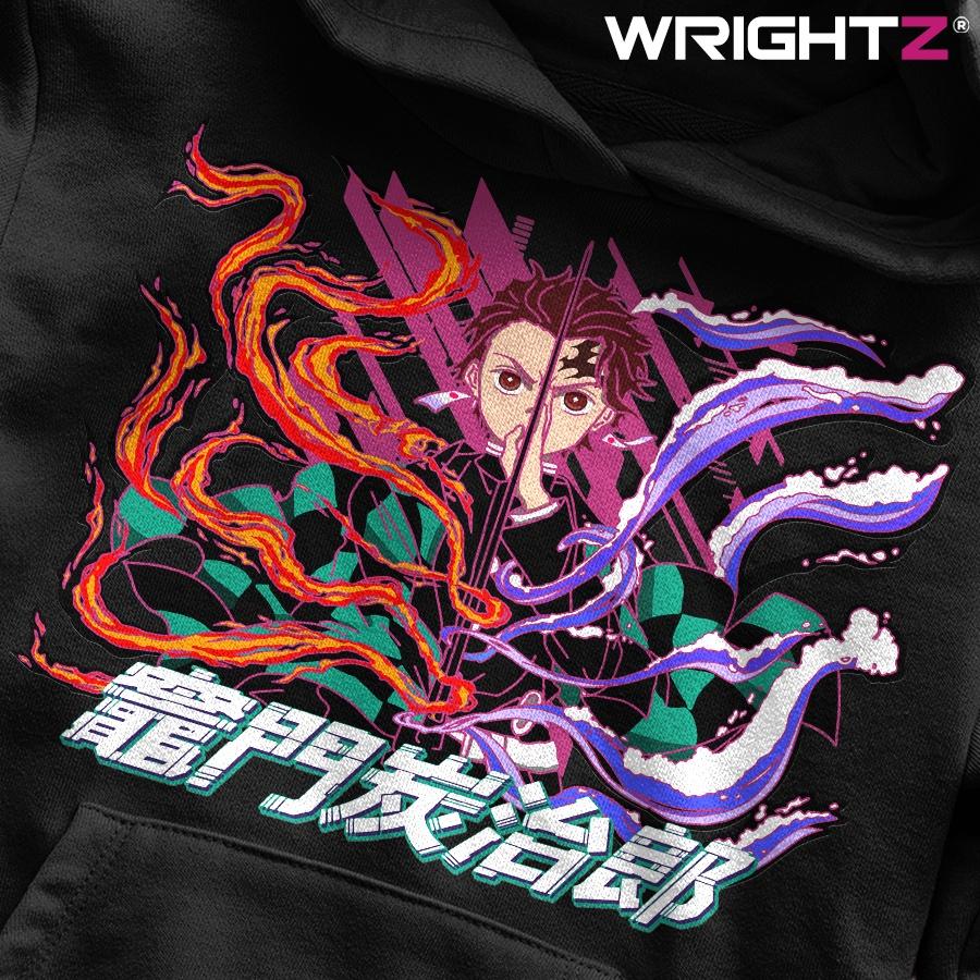 Áo hoodie Wrightz anime Tanjiro Kamado demon slayer thanh gươm diệt quỷ oversize