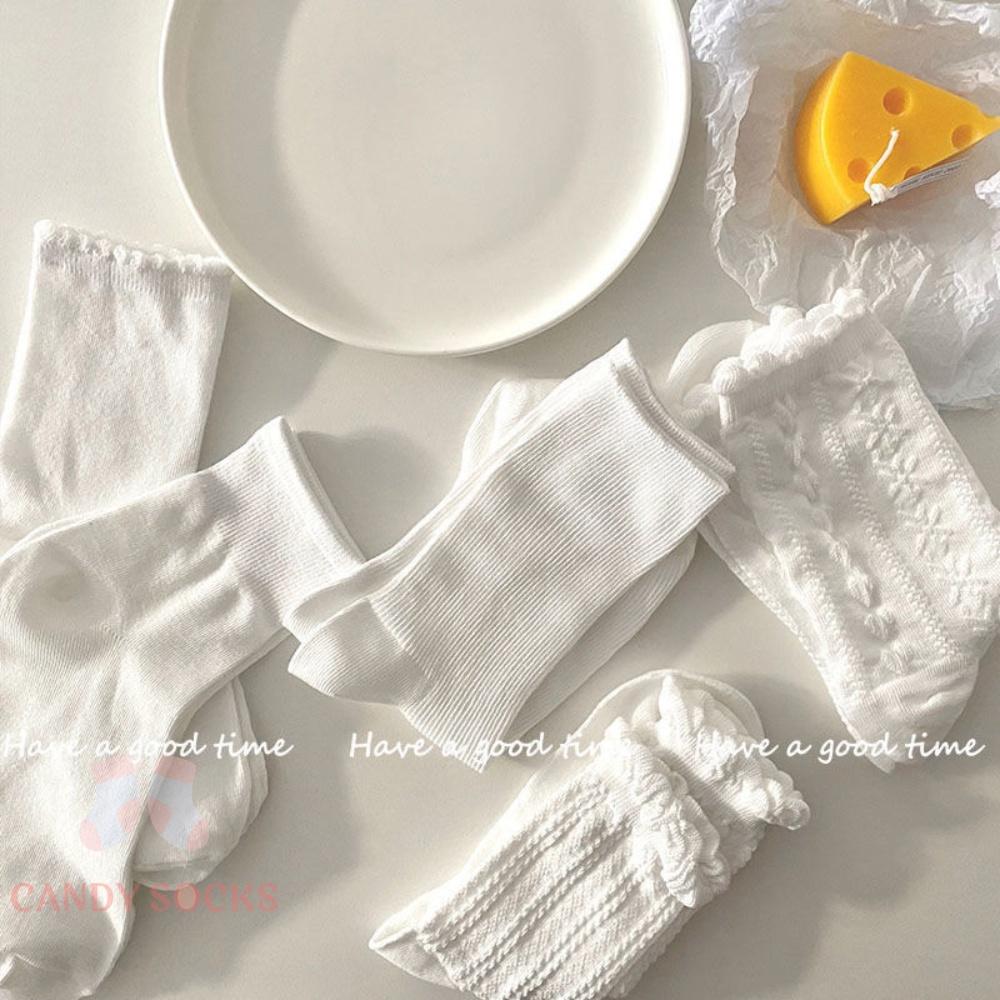 Tất nữ vớ nữ cổ trung, Set 5 đôi tất nữ phong cách Hàn Quốc, co dãn 4 chiều, chất liệu cotton Hàn cao cấp TN-169