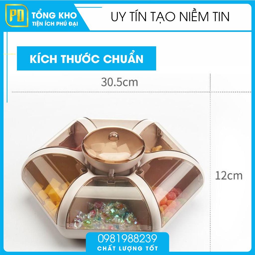 FREESHIP Khay Mứt Tết Đựng Bánh Kẹo Cao Cấp, Sang Trọng 6 Cánh Hoa Tự Bung, khay đựng bánh kẹo tết