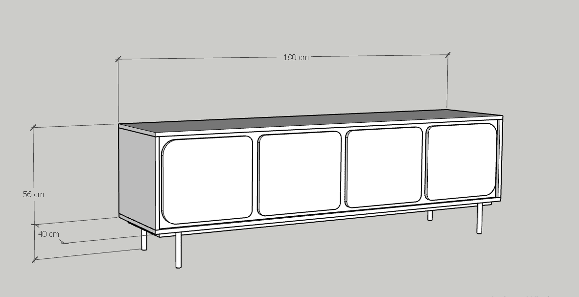 [Happy Home Furniture] SWEETY , Tủ TV 4 cánh mở - chân sắt , 180cm x 40cm x 56cm ( DxRxC), KTV_017