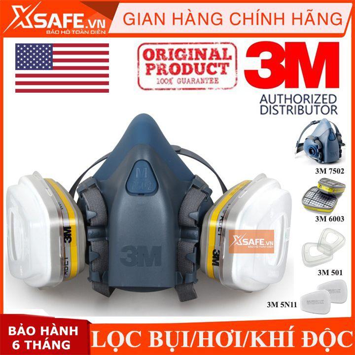 Bộ mặt nạ phòng độc 3M 7502 7 món - Mặt nạ chống độc chống bụi kháng khuẩn Mặt nạ phun sơn phun xịt hóa chất