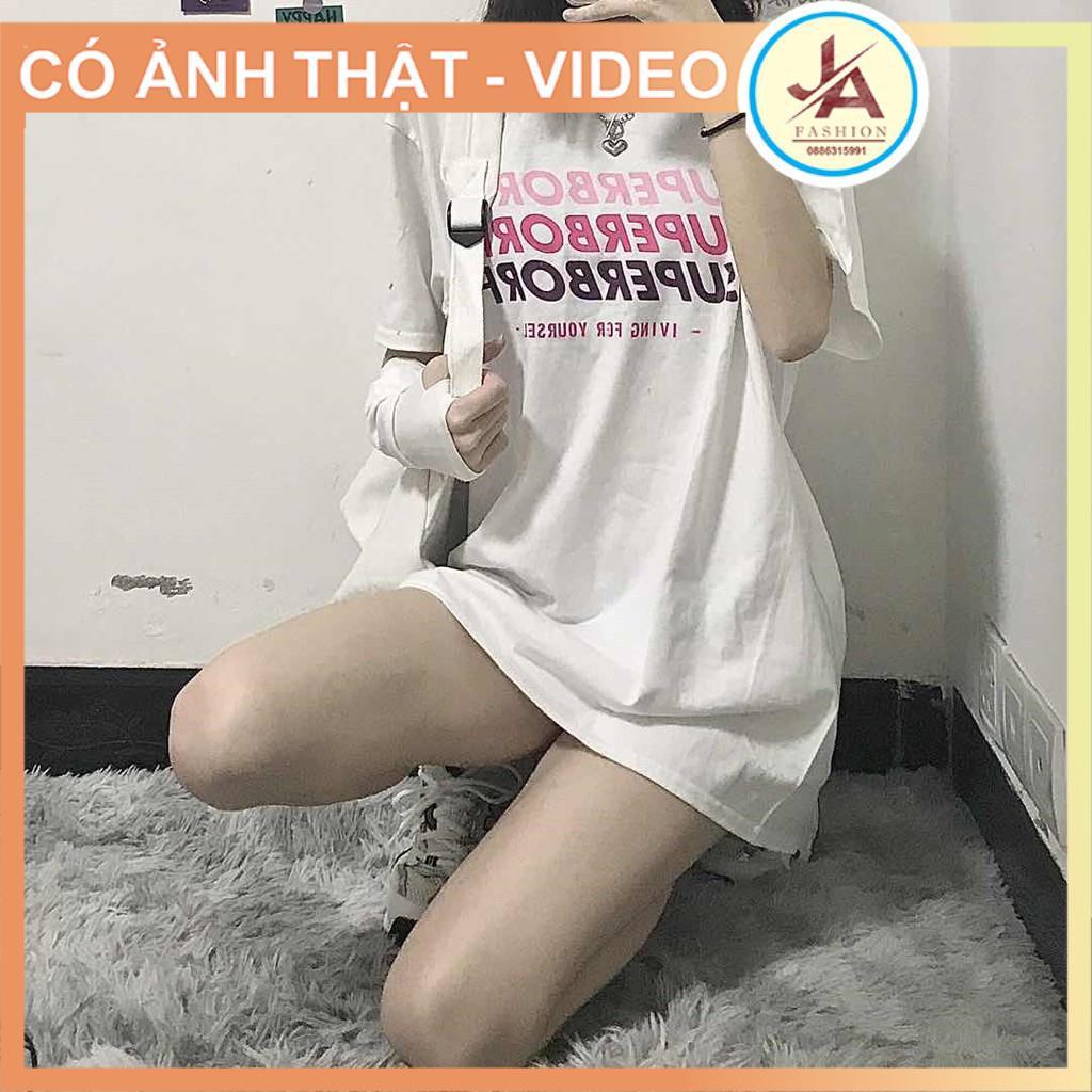Áo thun nữ tay lỡ SUPERBOFD, áo phông nam nữ cổ tròn form rộng phong cách hàn quốc JASHOP