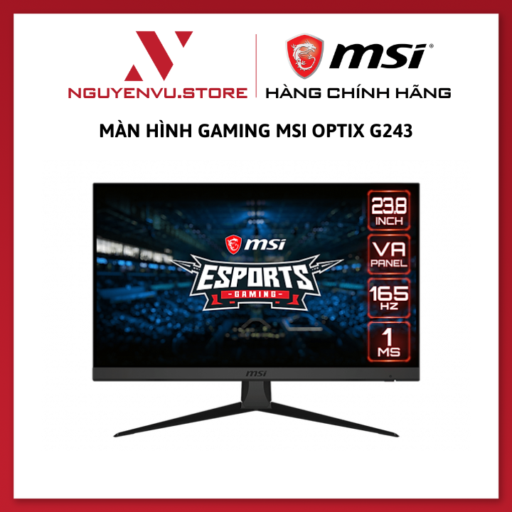 Màn hình Gaming MSI Optix G243 (23.8&quot;/FHD/VA/165Hz/1ms(MPRT)/350nits/2*HDMI+DP/Phẳng) - Hàng Chính Hãng