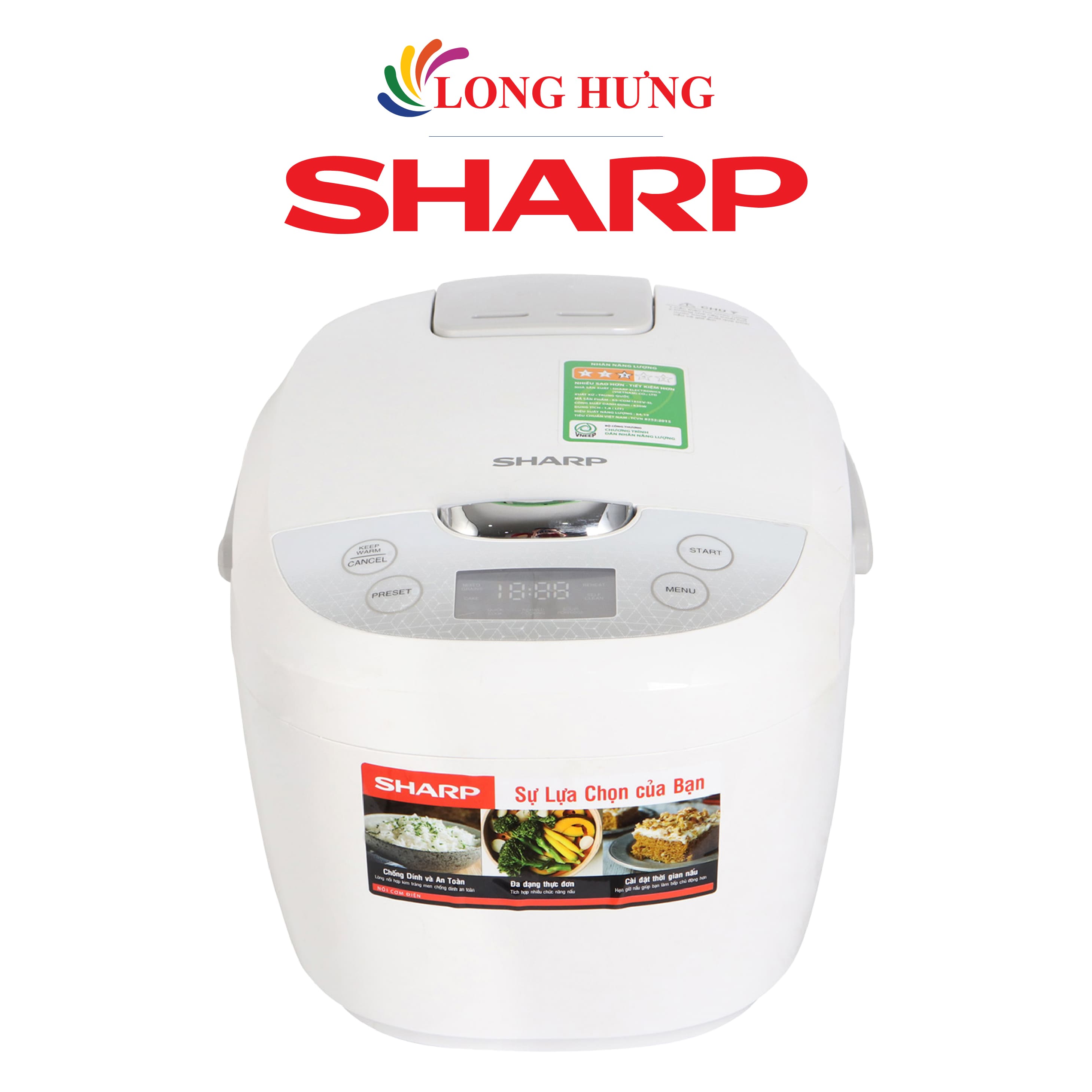 Nồi cơm điện tử Sharp 1.8 lít KS-COM185EV-SL - Hàng chính hãng