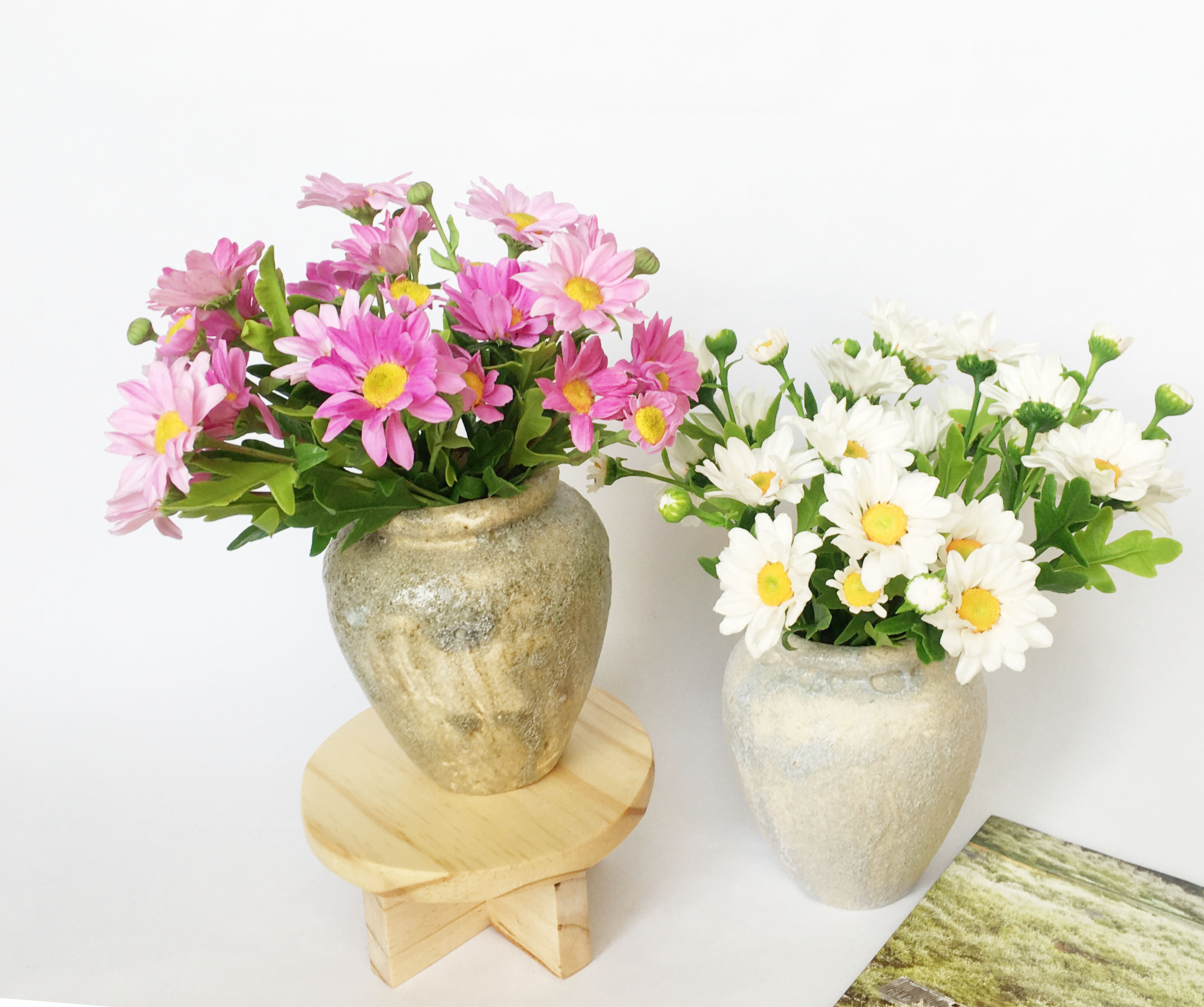Chân gỗ , Đôn gỗ, bàn tròn mini từ gỗ thông dùng kê chậu, trang trí, decor