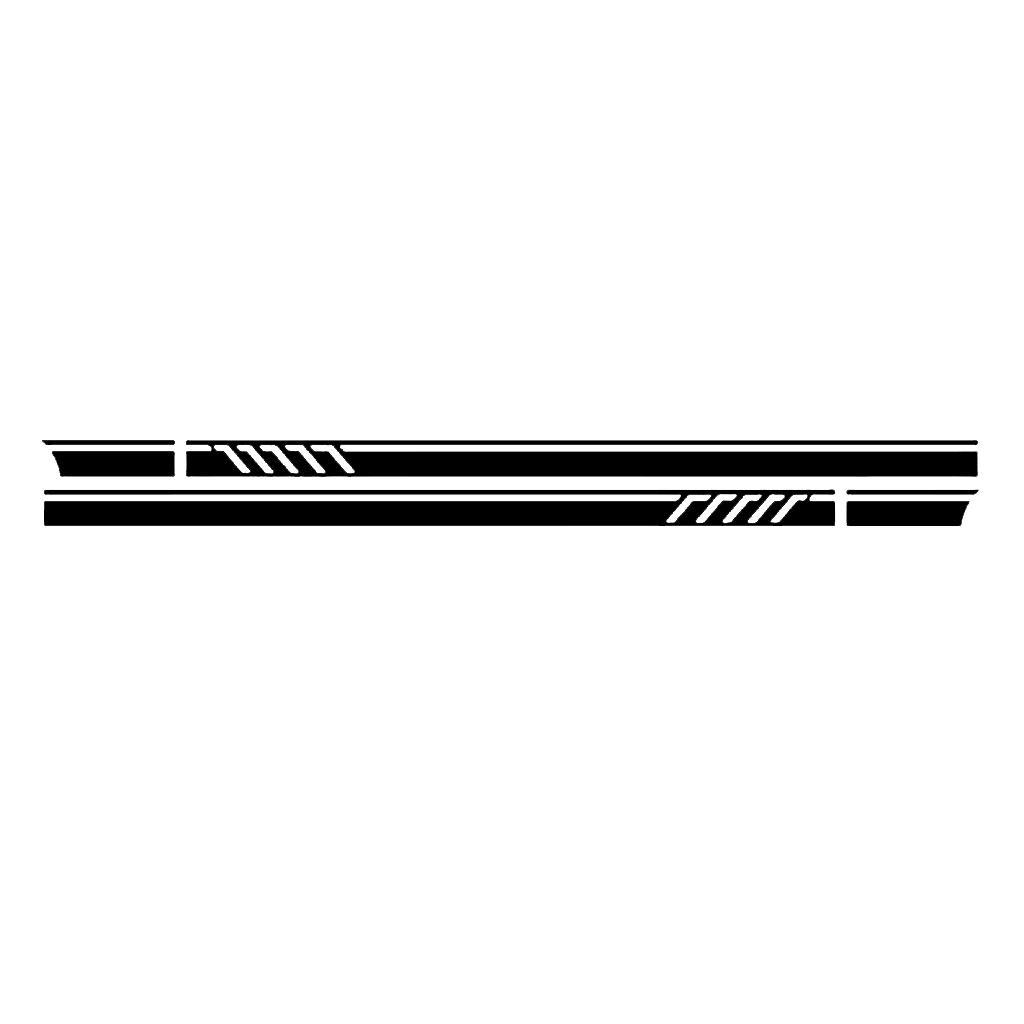 2PCS 220*11.5cm Stripe Graphics Car Both Side Body Vinyl Decal Sticker Black
