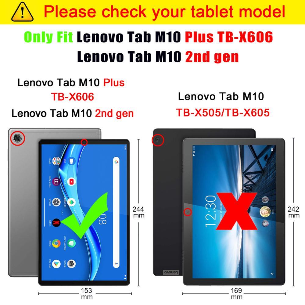 Ốp Bao Da Máy Tính Bảng + Miếng Dán Màn Hình + Bút Cho Lenovo Tab M10 Fhd Plus 10.3 Tb-X606F X606X Tab M10 Plus