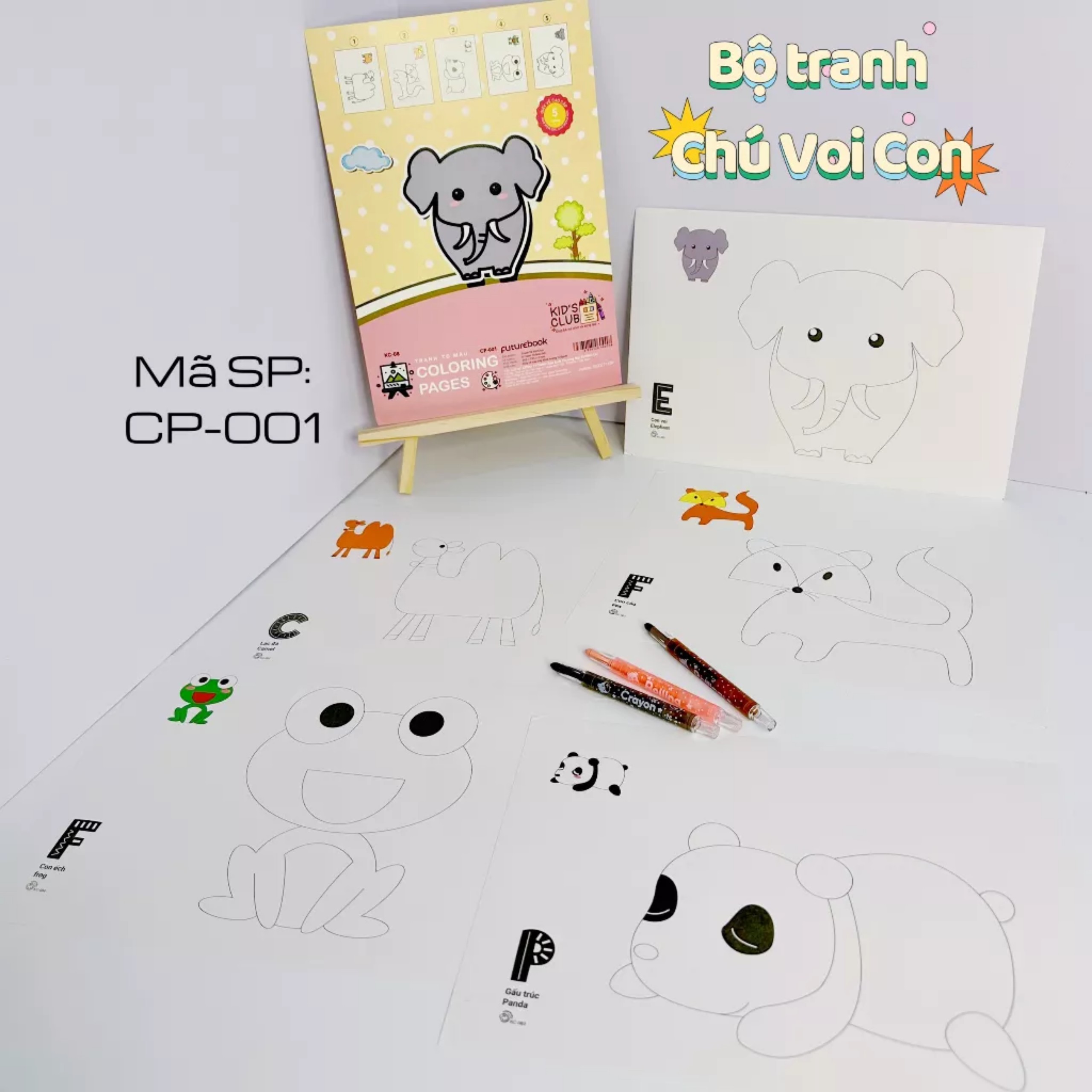 Bộ 5 Tranh Tô Màu KID CLUB- Giúp bé vui chơi và sáng tạo- MSP: CP-001- A4- 120gsm- VPP Futurebook- Giao mẫu ngẫu nhiên.