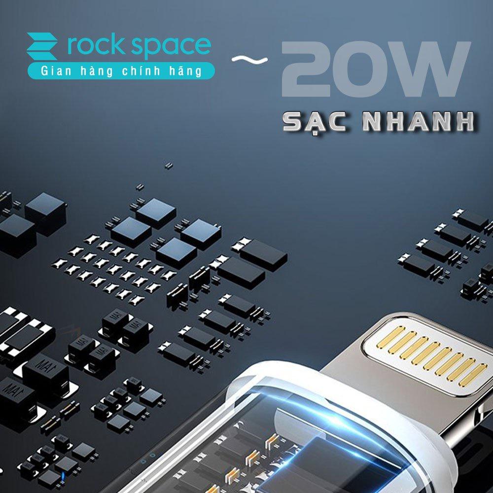 Dây cáp sạc nhanh 12 Rock Z18 dành cho Iphone , độ dài 2m, sạc nhanh 20W chuẩn PD - Hàng chính hãng 