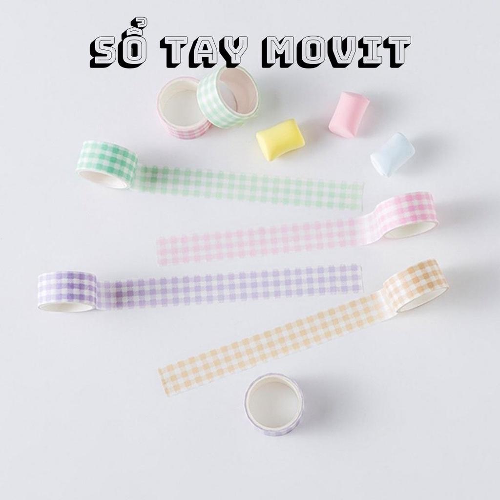 Set 4 cuộn băng keo washi tape hình caro trang trí sổ