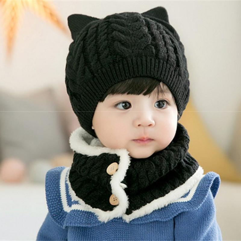 Bé Mùa Đông Snood Bò Bộ Bé Trẻ Em Ấm Nỉ Mũ Và Khăn Bộ Bé Trai Gái Đan Giữ Ấm Cổ Dễ Thương Skullies dành Cho Bé 6-36 Tháng