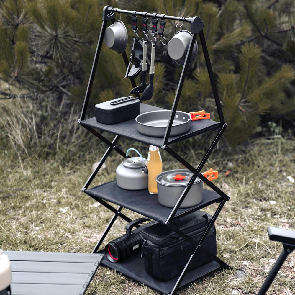Outdoor Camping Cups Bowls Folding Drying Rack Hung Shelf With Hook Aluminum Alloy Bracket Picnic BBQ Tableware Cookware Storage Rack Campsite Tools Shelf