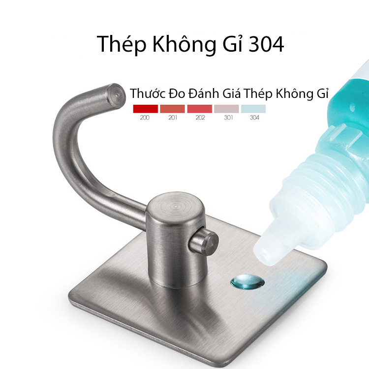 Bộ 2 Móc Inox 304 KUNBE Dán Tường Bằng Keo 3M Siêu Dính