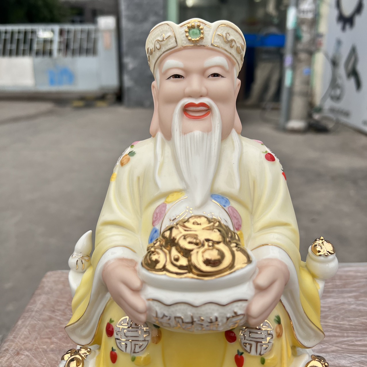 Tượng Thần Tài Thổ Địa sứ đức hóa cao cấp nhập khẩu Đài Loan cao 20cm – VÀNG