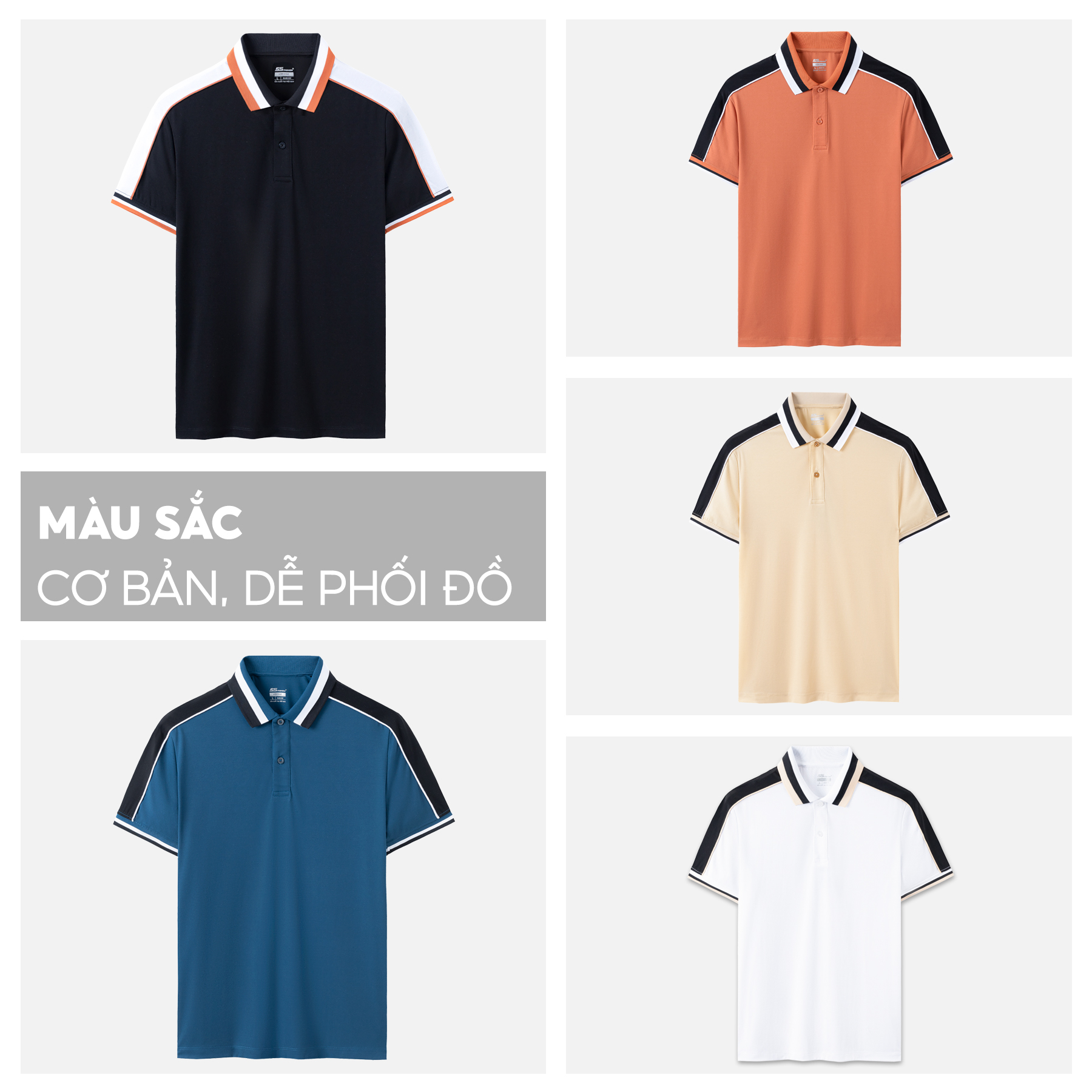 Áo Thun Nam Có Cổ 5S, Chất Liệu Viscose Cao Cấp, Mềm, Mát, Nhẹ, Thiết Kế Phối Màu Lịch Lãm (APC23040)