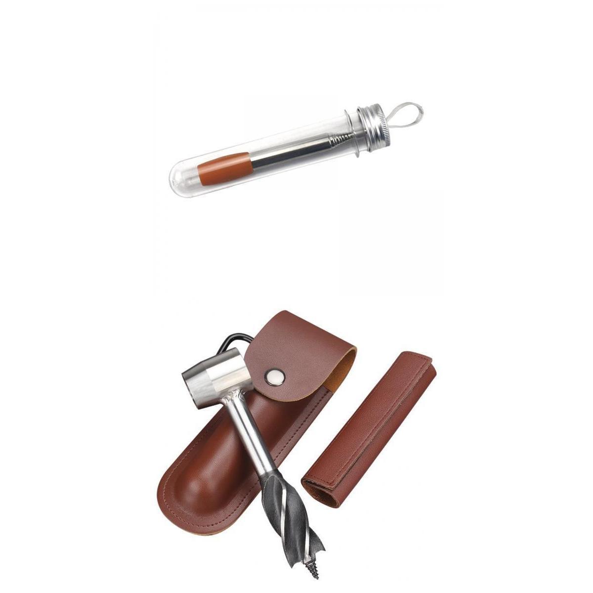 3x Hand Auger Wrench Foldable Fire Blower Survival Wood Peg and Hole Maker