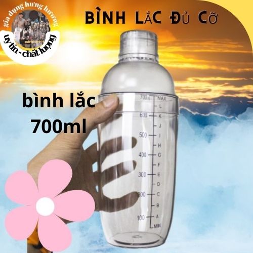 Bình lắc Shaker pha chế nhựa chia vạch đen 350ml- 500ml - 700ml - 1000ml