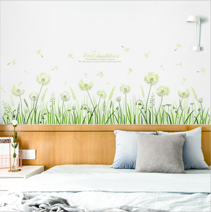 Decal dán chân tường Hoa bồ công anh xanh size lớn