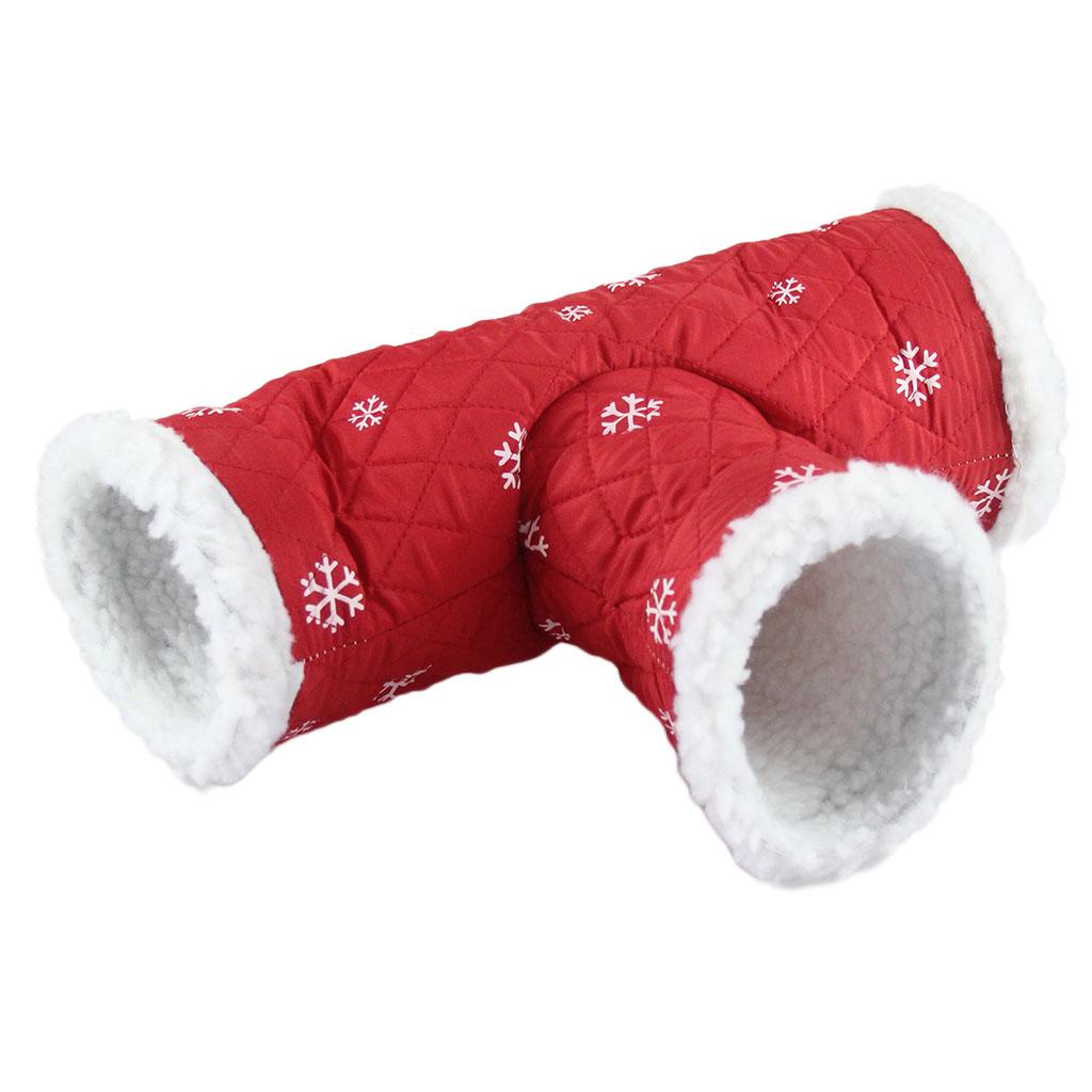 3 Ways Warm Pet Fun Tunnel Hamster Rabbit Ferret Guinea Pig Play Toy Red